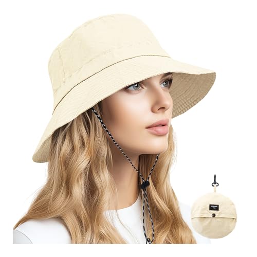 Image of NPQQUAN Sun Bucket Hats for Woman Men Lightweight Sun Hat Packable Foldable Waterproof Beach Hiking Hat