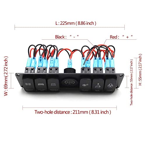 Image of 12-24V 6 Gang Waterproof Rocker Switch Panel Circuit Breaker LED Voltmeter For Car-6 Gang Rocker Switch