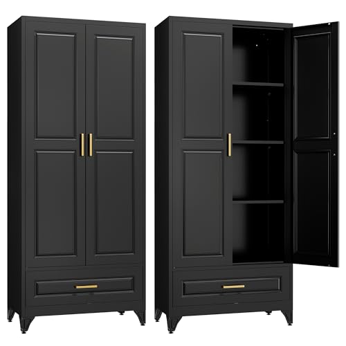 Image of SteeLoong 75 inch Metal Storage Cabinet with Doors and 3 Adjustable Shelves