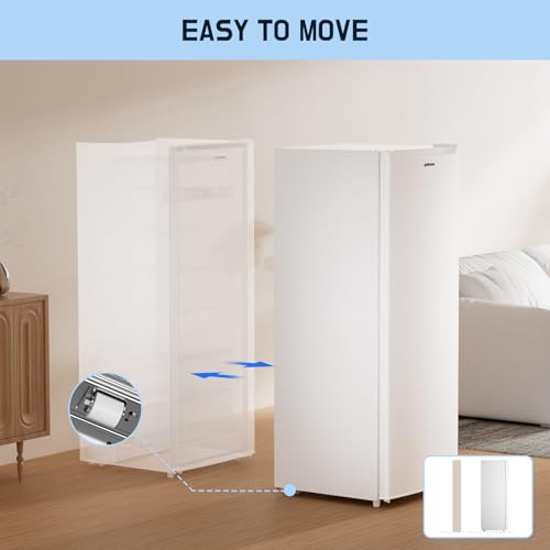 Upstreman 7.0 Cu.Ft Upright Freezer, Large Capacity Garage Ready Deep Freezer with 5 Adjustable Shelves, Convertible Refrigerator/Freezer, Reversible Door for Home, Basement, Apartment (White) on Fridge.com
