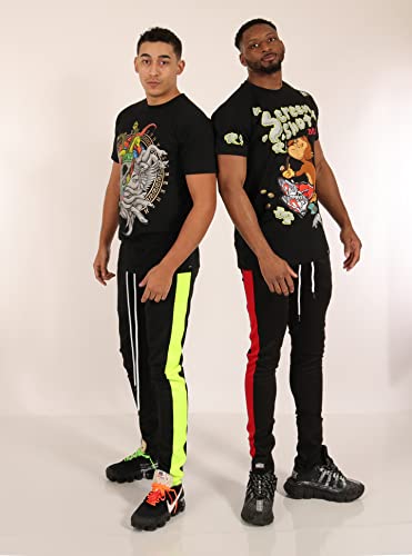 Image of SCREENSHOT Screenshotbrand Mens Hip Hop Slim Fit Track Pants - Athletic Jogger Bottom with Side Taping