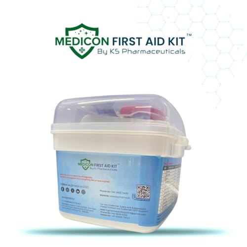 Image of First Aid Kit - 22 Items, 65 Pieces - Complete Emergency Medical Box for Home, Office, Car, Travel, School & Outdoor Use - Compact, Durable Plastic Case with Supplies