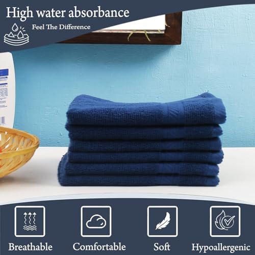 Image of F2L Ring Spun Cotton Soft Multipurpose Towel Set (13 X 13 Inch, Blue) -6 Pieces