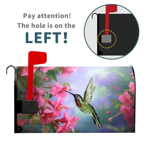 Image of Flowers Mailbox Covers Magnetic Standard Size 21 X 25.5 Inch Bird and Floral Magnetic Mailbox Cover Spring Summer Mailbox Wraps Post Letter Box Cover Decoration Outdoor Garden Yard Home Outside