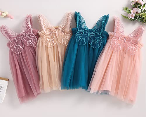 Baby Girl Tulle Tutu Layered Butterfly Dress Toddler Flower Girl Princess Birthday Party Wedding Sleeveless Dress 1-6T(Dusty Rose,5T) #TOP6
