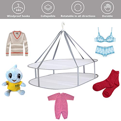 Large Size Sweater Hanging Dryer, 2 Tier Folding Drying Rack, Lay Flat