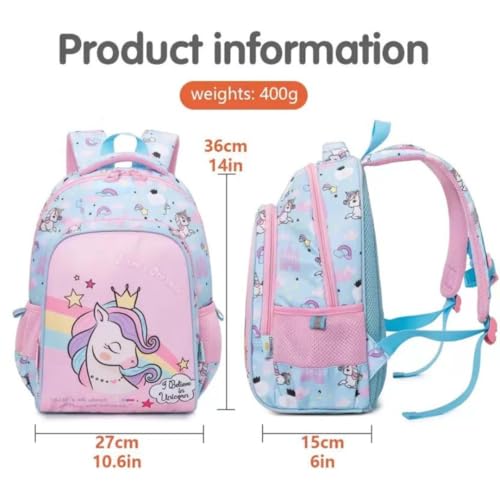 Image of Cots and Cuddles Cute Kawaii Bunny Soft Toy Large Capacity Backpack Bag for Primary School Girl Kids (Pink Blue Unicorn)