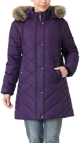 Women's Long Warm Winter Coat Windproof Thickened Fleece Lined Down Jacket Waterproof Puffer Outerwear with Removable Hood