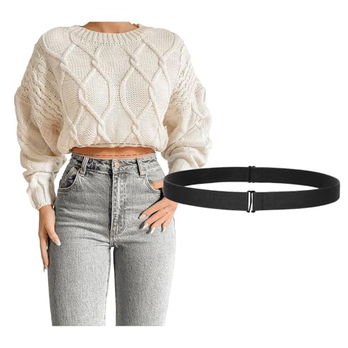 JASGOOD Crop Top Tuck Waist Band Adjustable Band Tucking Sweaters Shirts Elastic Stretch Belts for Women Men Change Style of Your Tops(Black)