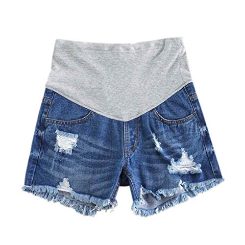 Inlefen Donne Pantaloncini di Jeans in maternità Pantaloncini da Salotto Gravidanza Corto Pantaloni Regolabile Over Bump Pantaloni Jeans