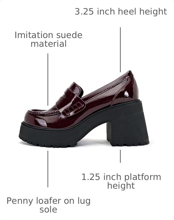 Image of Soda inchAMP inch ~ Women Round Toe Slip-On Lug Sole High Heel Penny Loafer Shoe