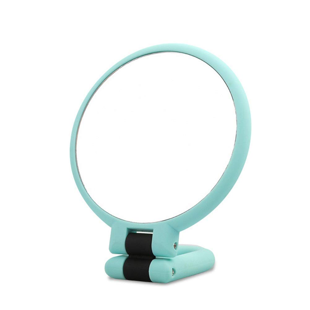 FLYIODFCXV Cosmetic mirror, 10X Makeup Mirror 360 Degree Rotation Round Handheld Cosmetic Travel Magnifying Mirrors Desktop with Handle Tools(Green)