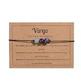 VLINRAS Zodiac Virgo Bracelets Virgo Gifts for Women Men, 6mm Natural Stone Horoscope Bracelets Healing Crystals Zodiac Sign Gifts