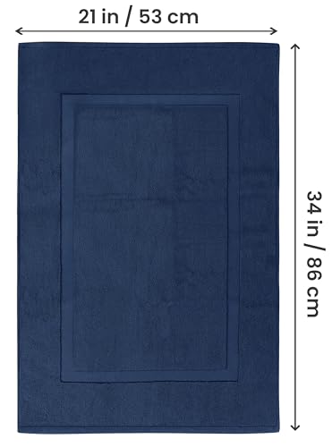 Utopia Towels Cotton Banded Rug, Bath Mats, Not a Bathroom Rug, 21 by 34 Inches, 100% Ring Spun Cotton, Highly Absorbent Shower Bathroom Floor Mat, Navy, 2 Pack