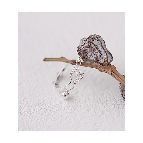 Bague chat argent 925 sterling de qualité supérieure avec pendentif clochette