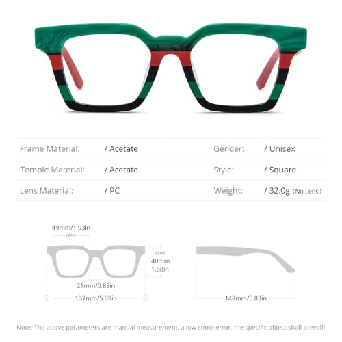 Image of HEPIDEM Matte Multicolor Acetate Glasses Frame Men Vintage Square Eyeglasses Optical Spectacles 9289
