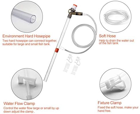 SSRIVER Aquarium Gravel Cleaner Fish Tank Kit Long Nozzle Water Changer for Water Changing and Filter Gravel Cleaning with Air-Pressing Button and Adjustable Water Flow Controller- BPA Free