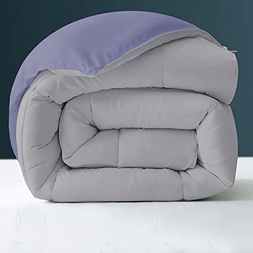 Image of Day Care - 400 GSM Hotel Quality-Down Alternative Reversible Comforter (60 inch x 90 inch Inches /152cm x 228cm) - Comforter Single Bed|Silver /Medium Blue| TC - 450