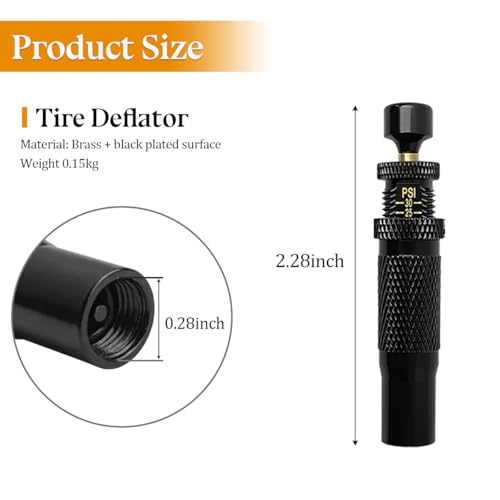 Image of Bittwee Adjustable Auto-Stop Tire Deflator Valve Kit, 4PCS 10-30 PSI Offroad Air Down Tyre Tool with Storage Pouch & Valve Cap, Car Wheel Deflation Accessories, Universal Fit