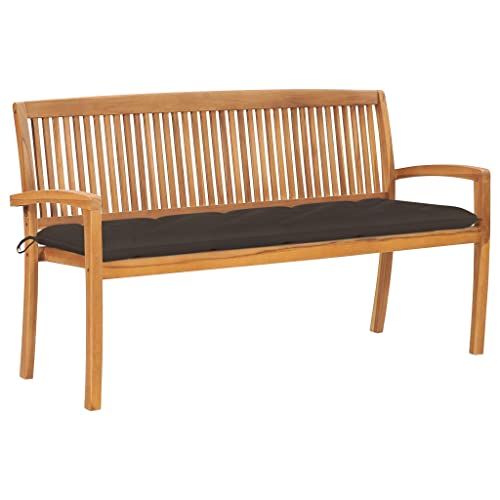 Banc de jardin en teck massif 159 cm empilable résistant intempéries - 2
