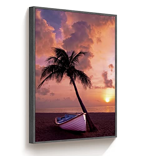 TIME TREE Palm Tree Wall Art, 12x16 inch Tree Pictures Wall Decor, Wall Decorations for Bedroom, Wall Art for Living Room, Black Framed Wall Art Palm Tree Wall Decor, Artwork Wall Decor Sea Wall Art