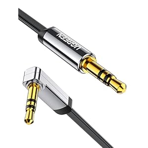 UGREEN Aux Cable Car 3.5 mm Jack Cable 90 Degree Aux Cable with Angle Plug for Car Audio System, TV, Soundbar, Speaker, Mobile Phone, Headphones etc. (0.5 m)