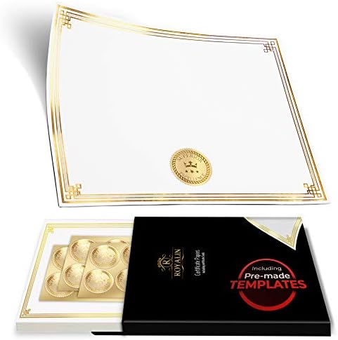 100 Professional Award Certificate Paper 8.5 x 11 with Seals, Gold Foil Border, Blank. Laser, Inkjet Printable