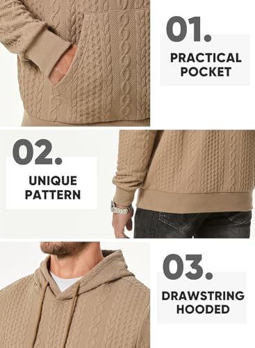 Jmierr Men'S Pullover Hoodies Fashion Drawstring Beige Long Sleeve Sweaters Hooded Sweatshirts With Pockets thumb #3