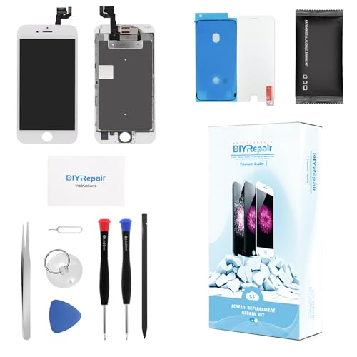 Premium Screen Replacement for iPhone 6S Plus 5.5', LCD Touch Screen Digitizer Display Assembly with Ear Speaker, Front Camera, Proximity Sensor, Tempered Glass, Repair Tools (White)