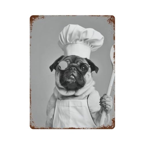 Plaque murale rétro Chef Pug pour sublimer le mur de votre cuisine