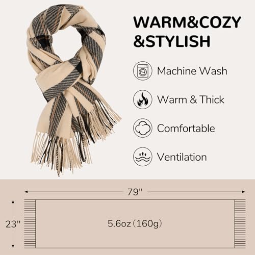 Image of Loritta Winter Scarf for Women, Long Plaid Shawl Wraps Scarves Gifts