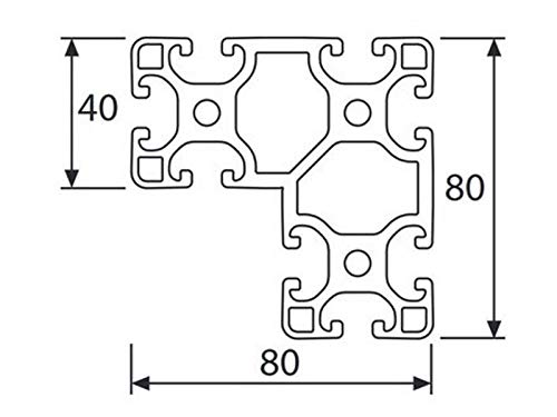Perfil De Aluminio 40x80 Ultraligero – Ranura Tipo I, Anodizado Plateado, 500 Mm, Para Estructuras Y Montajes DIY