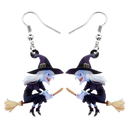 NEWEI Halloween Earrings Decor Cute Acrylic Witch Dangle Jewelry Pumpkin Accessories Gifts for Women Festival Charms