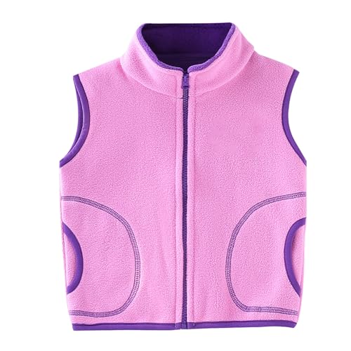 Toddler Kids Fleece Jacket Stand Collar Windproof Zip Sleeveless Jacket Lightweight Warm Coat with Pocket