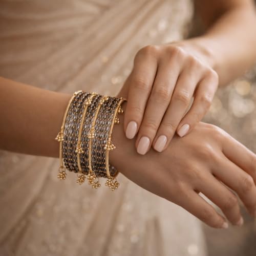 Image of Shining Diva Fashion 16 Pcs Trendy Stylish Glass & Kashmiri Ghungroo Bangles Set for Women & Girls | Traditional Festive Wedding Party Jewellery