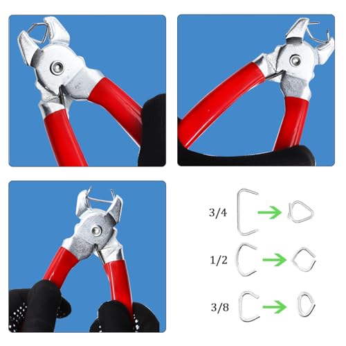 Image of 540 pcs Hog Rings with Straight Hog Ring Pliers Kit 3 /4 inch 1 /2 inch 3 /8 inchGalvanized Hog Rings for Animal Pet Cages、Ropes、Bagging、DIY Craft、Furniture