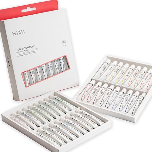 HIMI Gouache Paint Tube Set -36 Colors 12ml, with Rich