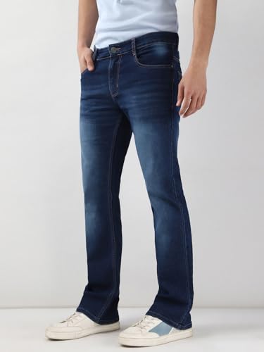 Image of Urbano Fashion Men's Stretch Fit Mid Rise Washed Bootcut Jeans Stretchable