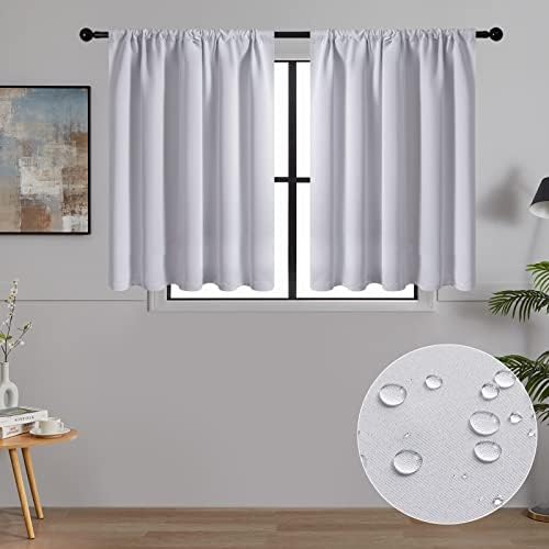 MRTREES Bathroom Curtains Window Waterproof Curtains For Bathroom Window Curtains 36 Inch Drop 2 Panels White Curtains Kitchen Curtains Pelmets For Windows 30x36 Inch 75x90 CM White