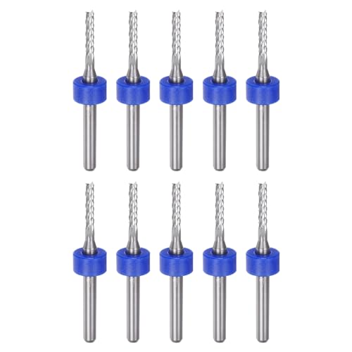 sourcing map 10 brocas de fresa de carburo sólido CNC de 2 mm, herramientas de grabado para fresadora de placa de circuito PCB, tallado en madera, vástago recto de 1/8 pulgadas