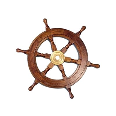 Hampton Nautical Deluxe Class Wood and Brass Decorative Ship Wheel 15" - Nautical Home Decoration Gifts 41jZzkUuu6L. SS400