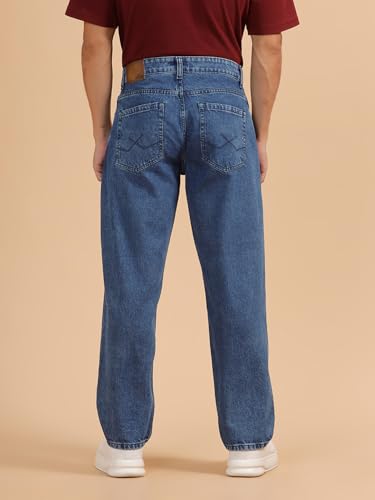 Image of WROGN Men's 100% Cotton Mid-Rise Jeans | Loose Fit