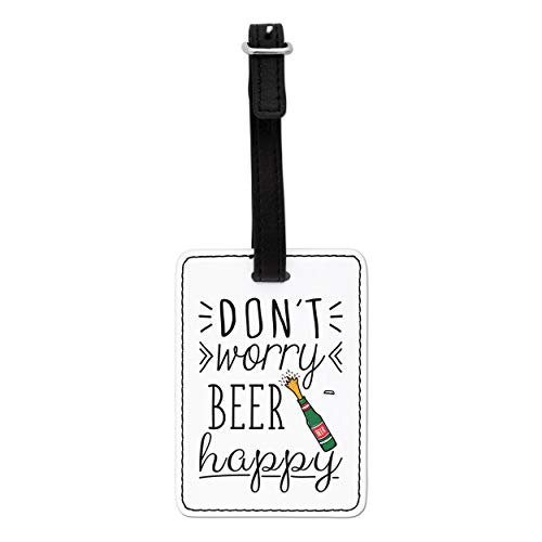 Gift Base Don' T Worry Cerveza Feliz Visual Equipaje Etiqueta con Correa Negra
