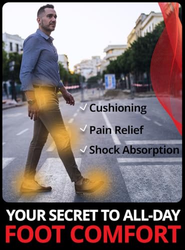 Image of CRUVHEAL Work Comfort Orthotic Insoles - Anti Fatigue Shoe Insert Men Women - Low Arch Support - Shock Absorption - Foot Pain Relief - Work Boot Insoles (S-M, Fire)