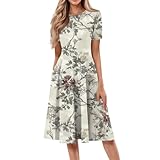 Generisch Lange Kleider Damen Sommer, Kurzarm Kurz Casual Sommer Blitzangebote, Kleider Für Hochzeitsgäste Knielang Sportliche Elegancka Elegante Kleid Mit Gürtel Freizeit Schick Schöne XXL