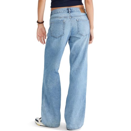 AEROPOSTALE Women's Aero Baggy Wide Leg Light Wash Clean Jean2
