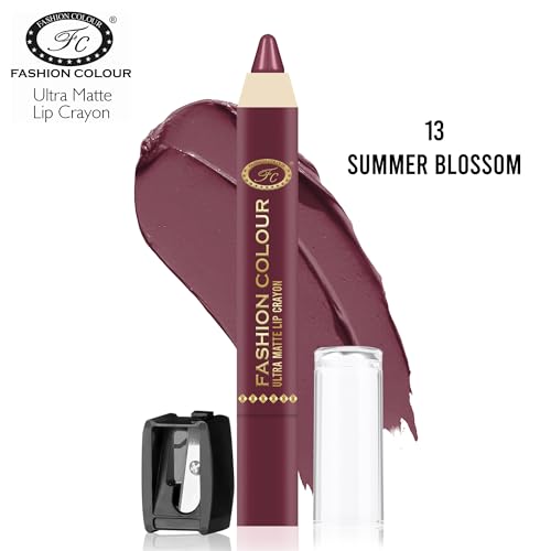 Image of FASHION COLOUR Ultra Matte Lip Crayons With Free Sharpener | Smudge Proof And Waterproof | For Hydration And Moisturization | Long Lasting Lipwear with Matte Finish, Cruelty-free and Paraben-free - 2.5 gm(Summer Blossom)