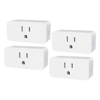 Smart Plug, 16A Smart Home Wi-Fi Socket Works with TY APP, Smart Plugs with Voice Control Timer Function for Home Appliances, No Hub Required, Remote Control, White 4 Packs