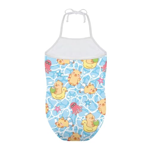 Image of Girls One Piece Swimsuit Summer Quick Dry Beach Sport Bathing Suit Halter Strap 1-10 Little Kids Toddler Swimwear