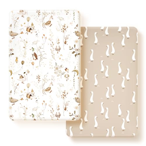 Stretchy Ultra Soft Jersey Knit Fitted Pack n Play Sheets 2 Pack, Portable/Mini Crib Sheets for Boys and Girls, Universal Fit for Pack N Plays Safe and Snug, Happy Farty